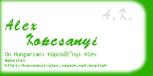 alex kopcsanyi business card